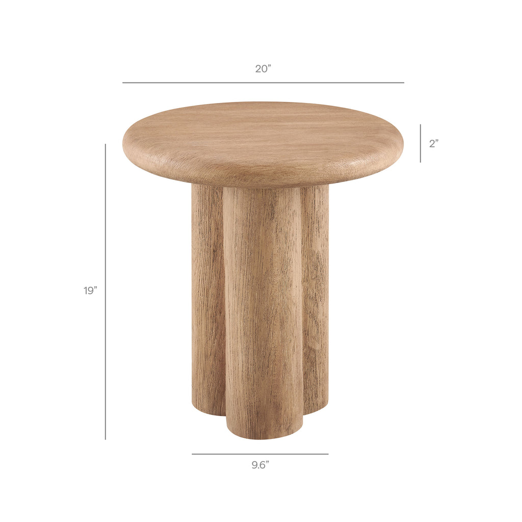 Tori 20 Inch Round Indoor and Outdoor Patio Side Table - Oak
