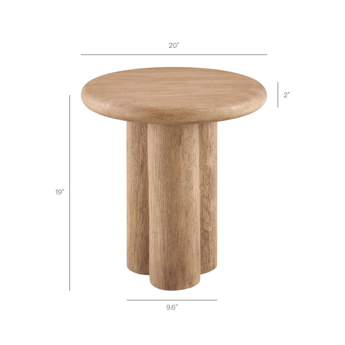 Tori 20 Inch Round Indoor and Outdoor Patio Side Table - Oak