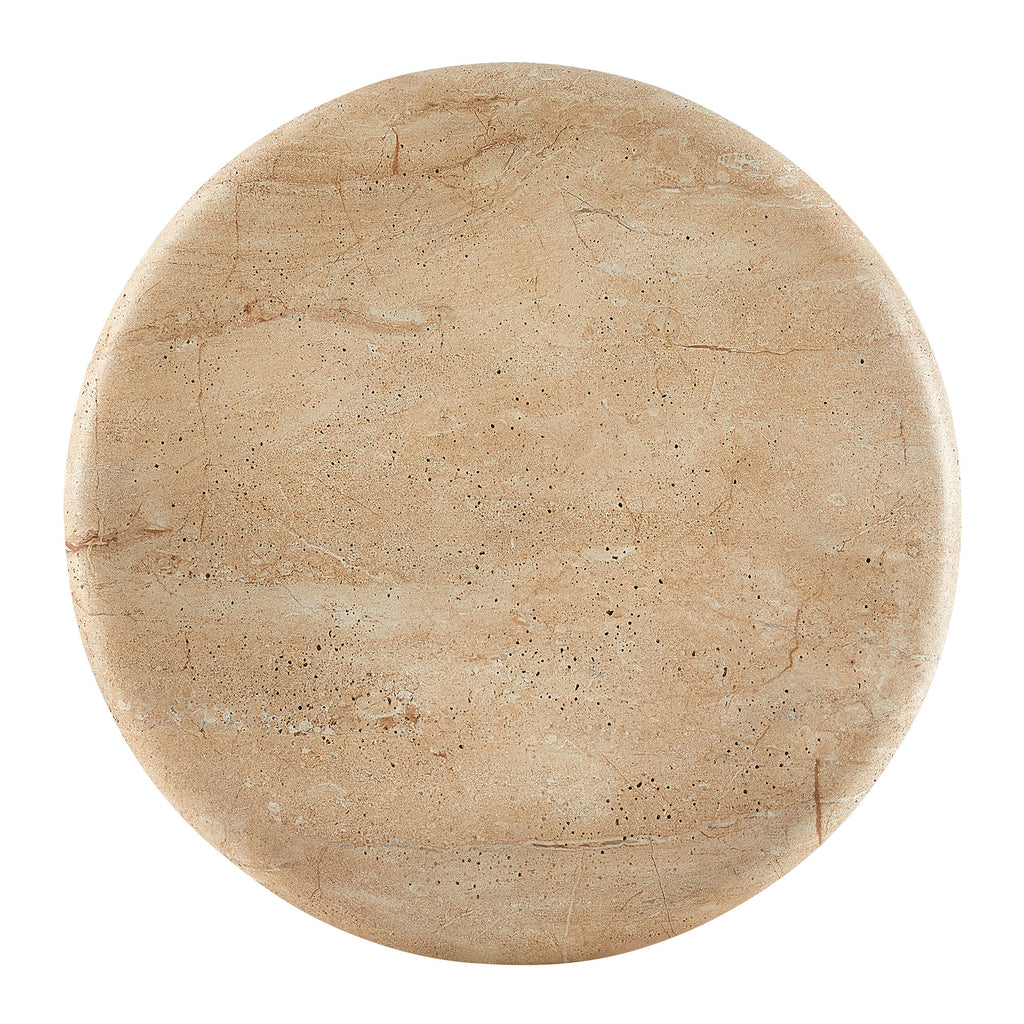 Tori 20 Inch Round Indoor and Outdoor Patio Side Table - Travertine