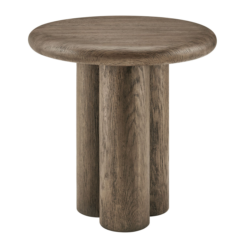 Tori 20 Inch Round Indoor and Outdoor Patio Side Table - Weathered Walnut