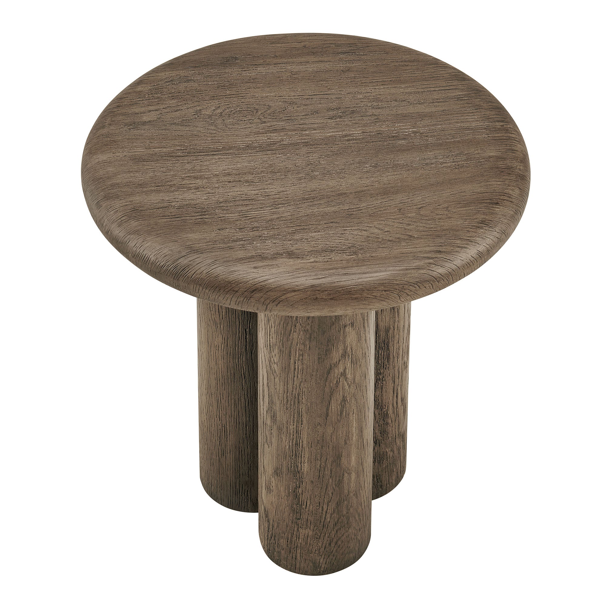 Tori 20 Inch Round Indoor and Outdoor Patio Side Table - Weathered Walnut
