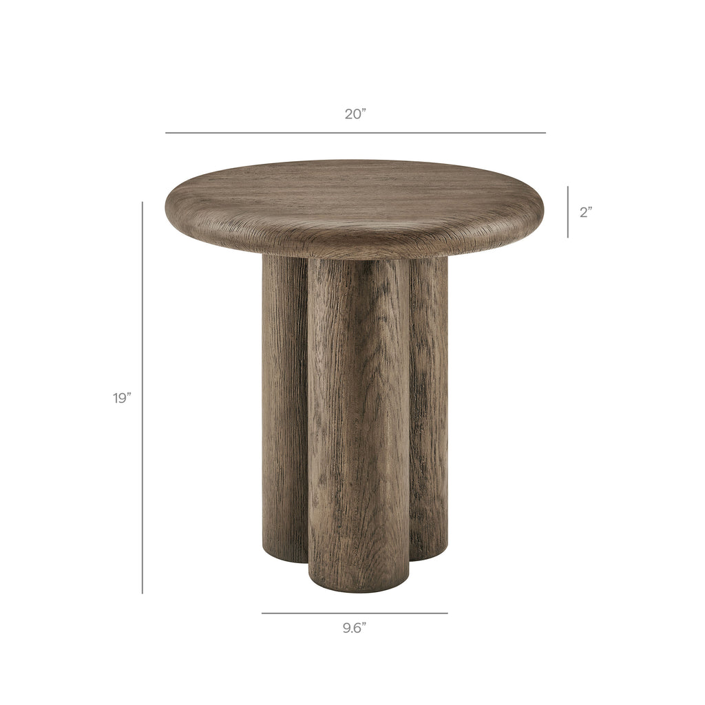 Tori 20 Inch Round Indoor and Outdoor Patio Side Table - Weathered Walnut