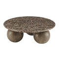 Pietra Indoor Outdoor Patio Round Coffee Table - Dark Emperador Marble