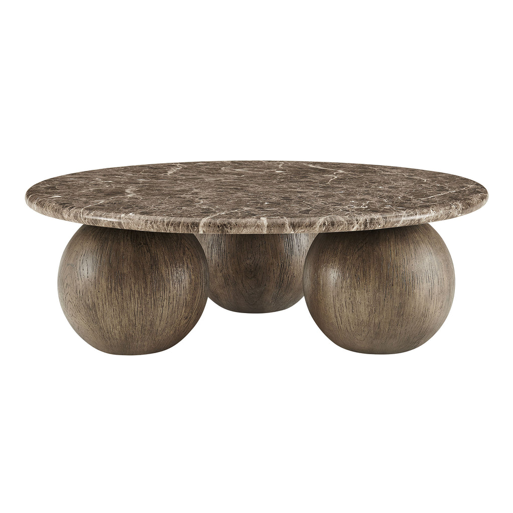 Pietra Indoor Outdoor Patio Round Coffee Table - Dark Emperador Marble