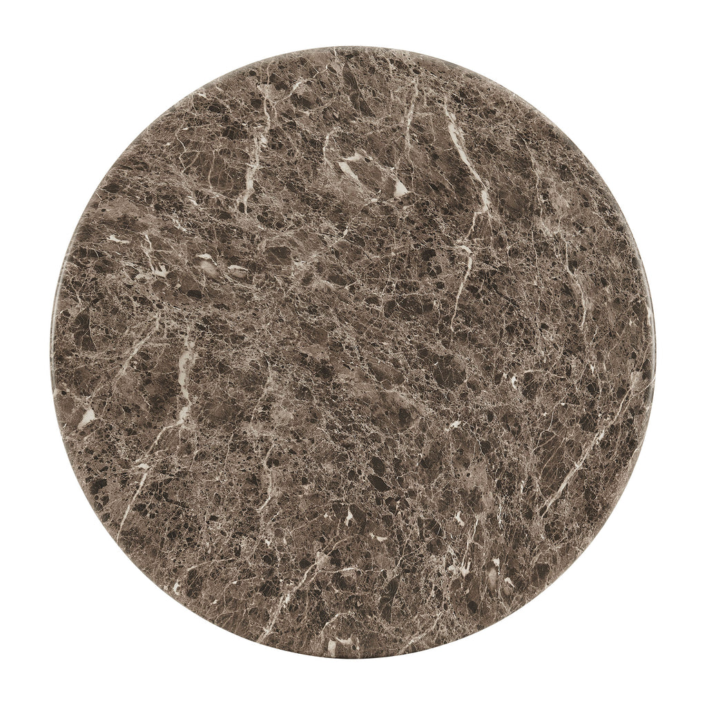 Pietra Indoor Outdoor Patio Round Coffee Table - Dark Emperador Marble