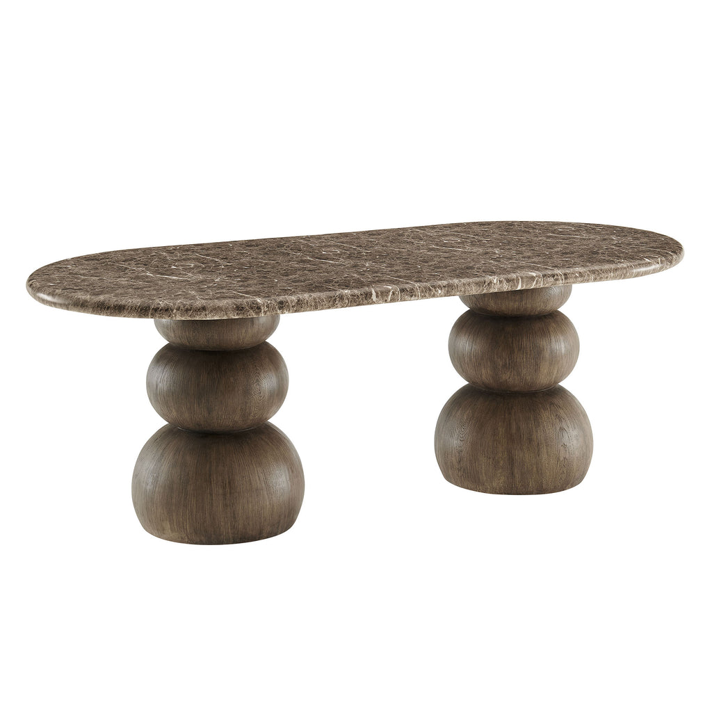 Pietra Indoor Outdoor Patio Oval Dining Table - Dark Emperador Marble