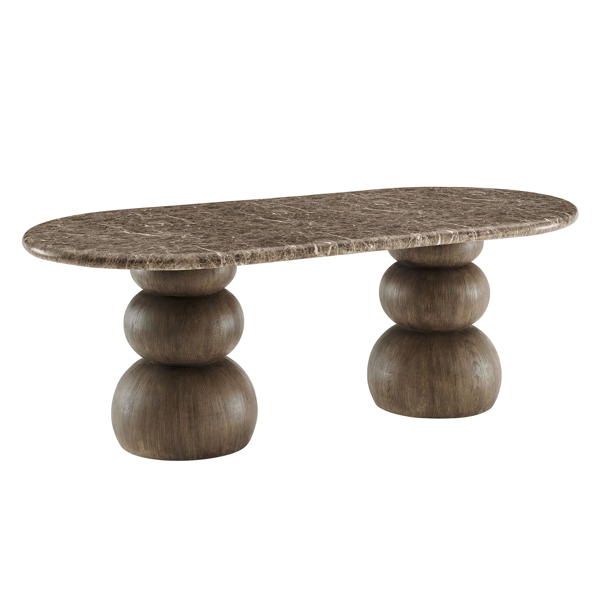 Pietra Indoor Outdoor Patio Oval Dining Table - Dark Emperador Marble