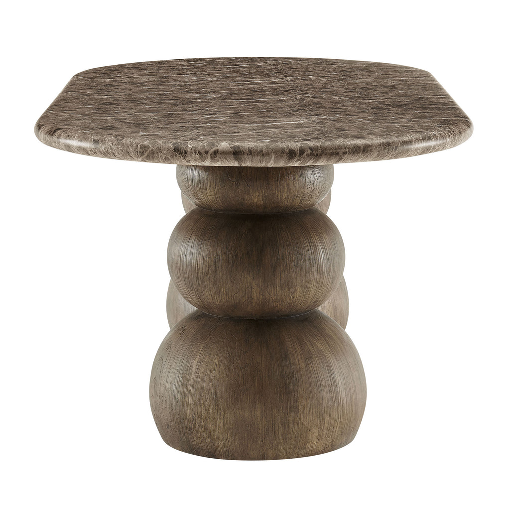 Pietra Indoor Outdoor Patio Oval Dining Table - Dark Emperador Marble