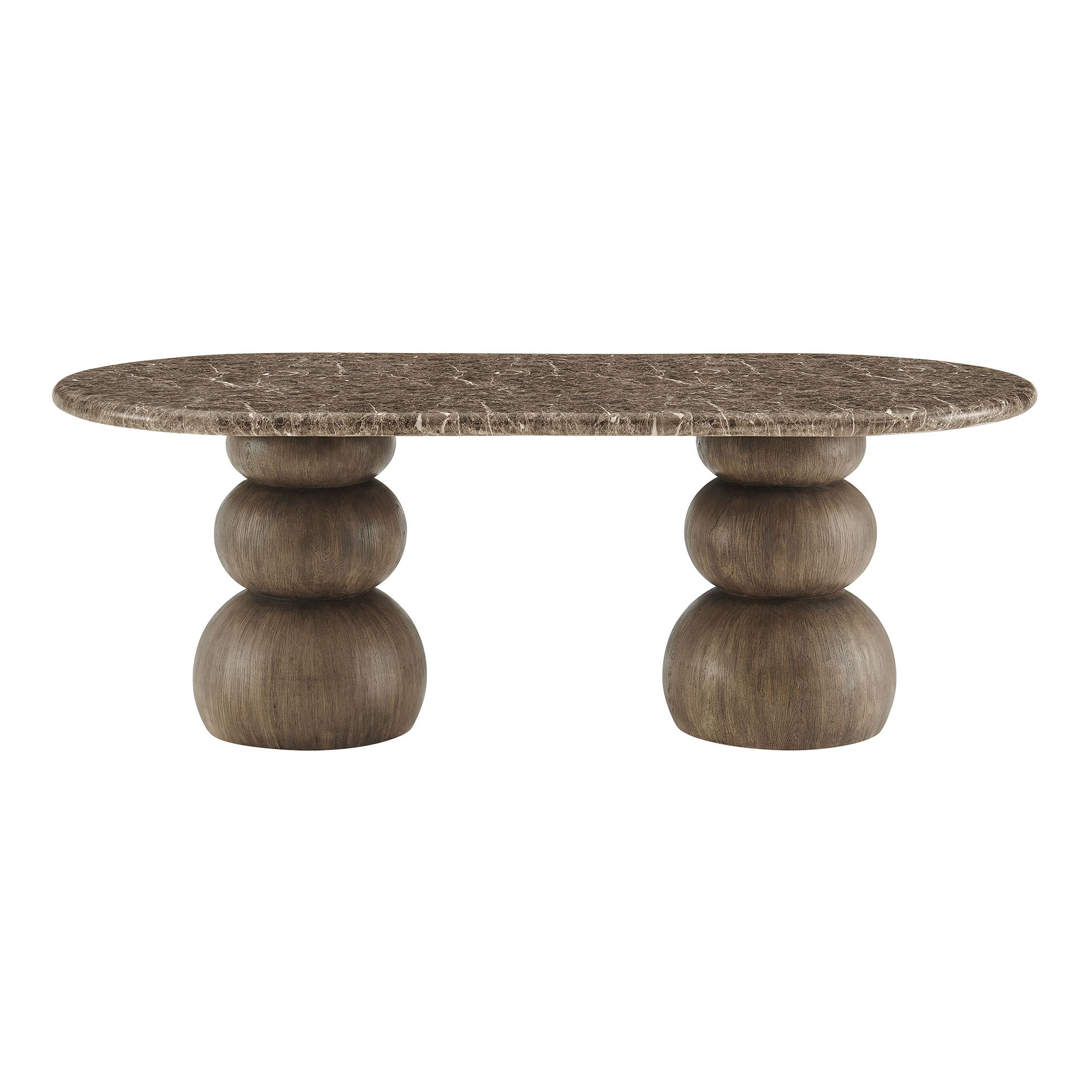 Pietra Indoor Outdoor Patio Oval Dining Table - Dark Emperador Marble