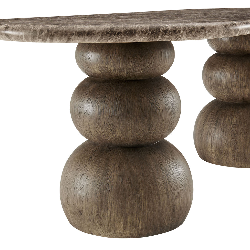 Pietra Indoor Outdoor Patio Oval Dining Table - Dark Emperador Marble