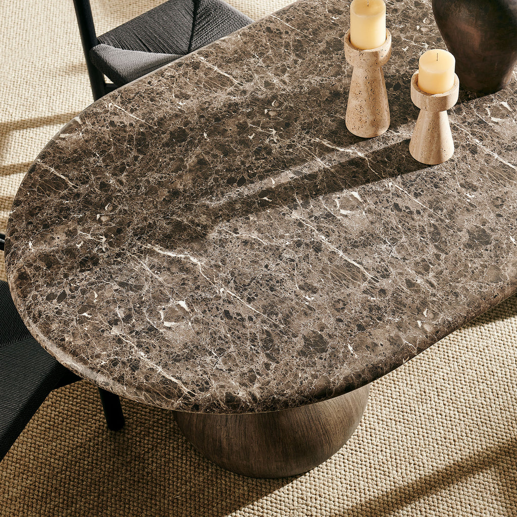 Pietra Indoor Outdoor Patio Oval Dining Table - Dark Emperador Marble