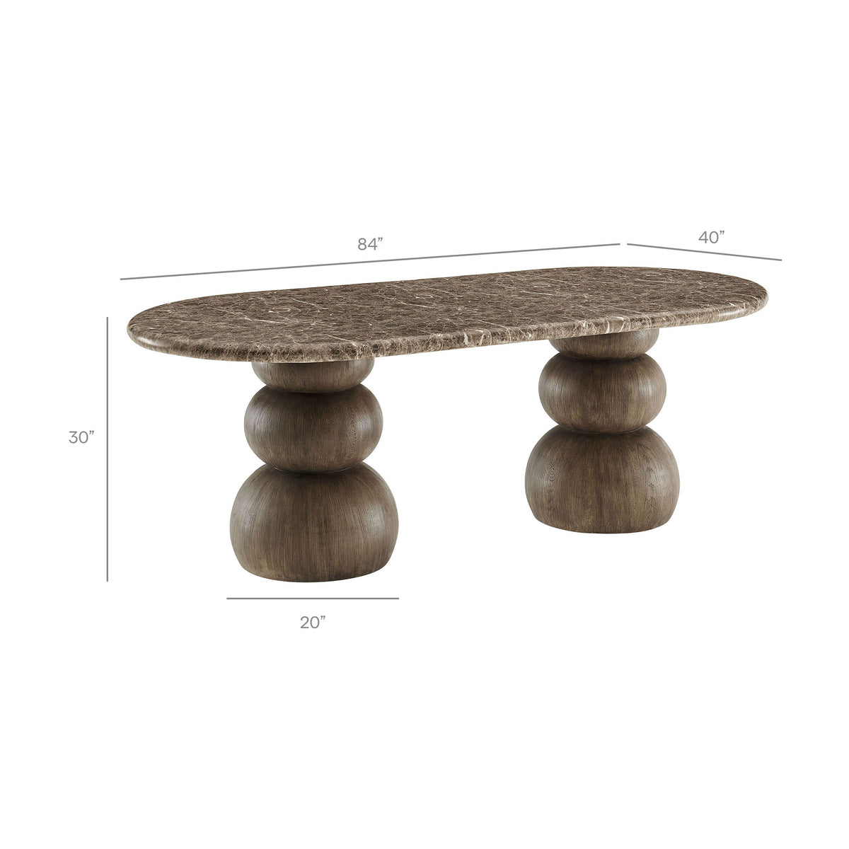 Pietra Indoor Outdoor Patio Oval Dining Table - Dark Emperador Marble