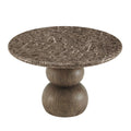 Pietra Indoor Outdoor Patio Round Dining Table - Dark Emperador Marble