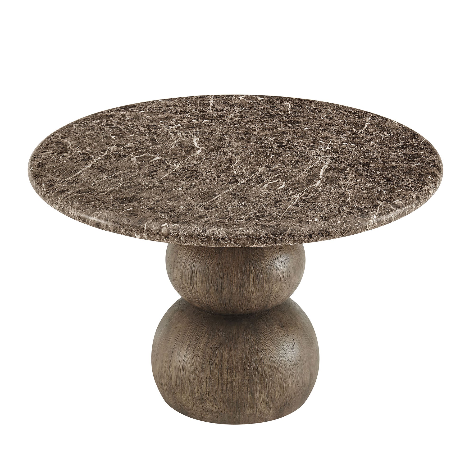 Pietra Indoor Outdoor Patio Round Dining Table - Dark Emperador Marble