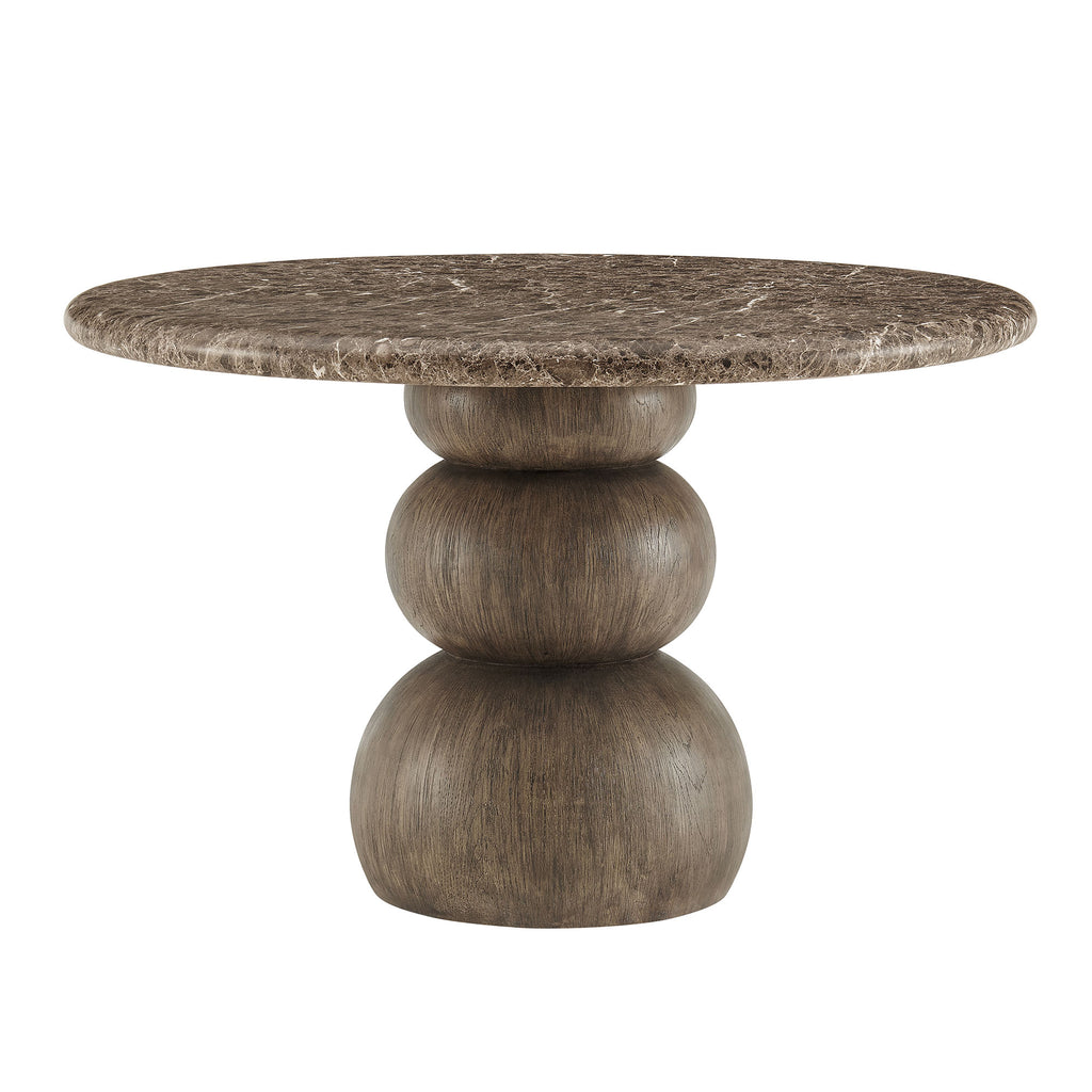 Pietra Indoor Outdoor Patio Round Dining Table - Dark Emperador Marble