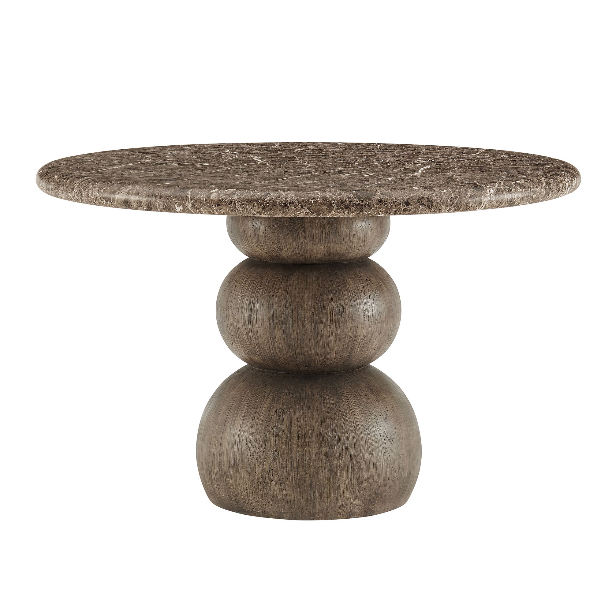 Pietra Indoor Outdoor Patio Round Dining Table - Dark Emperador Marble