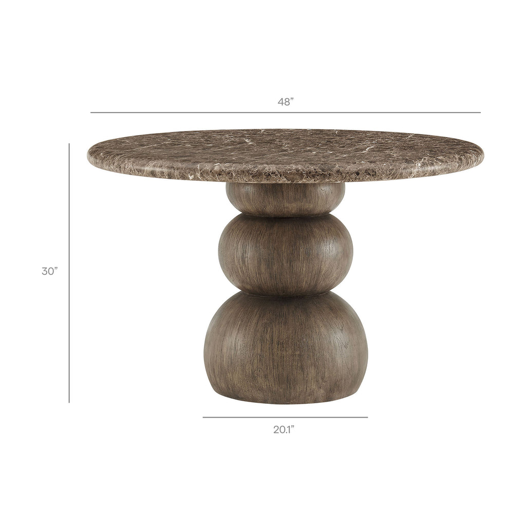 Pietra Indoor Outdoor Patio Round Dining Table - Dark Emperador Marble