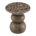 Pietra Indoor Outdoor Patio Round Side Table - Dark Emperador Marble