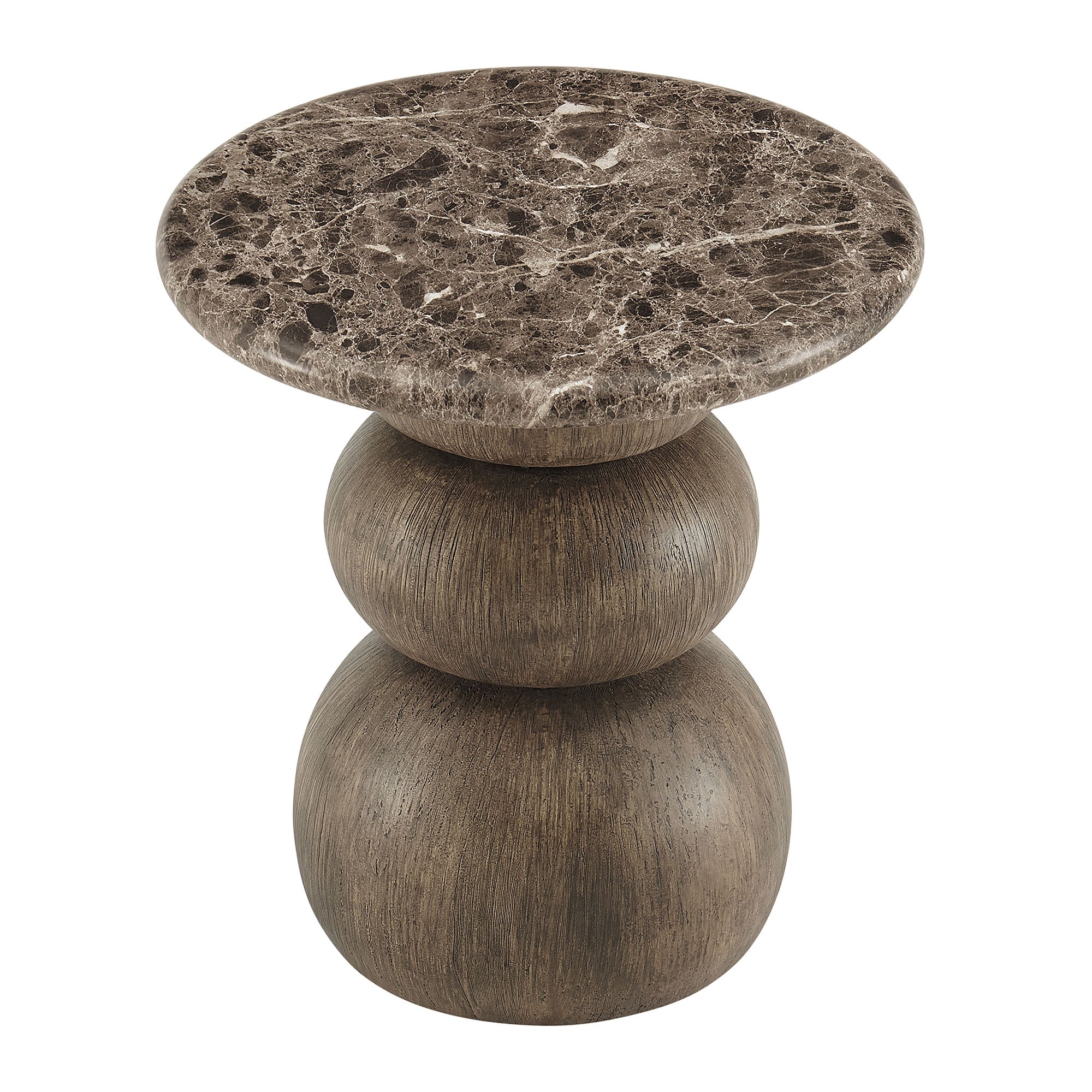 Pietra Indoor Outdoor Patio Round Side Table - Dark Emperador Marble