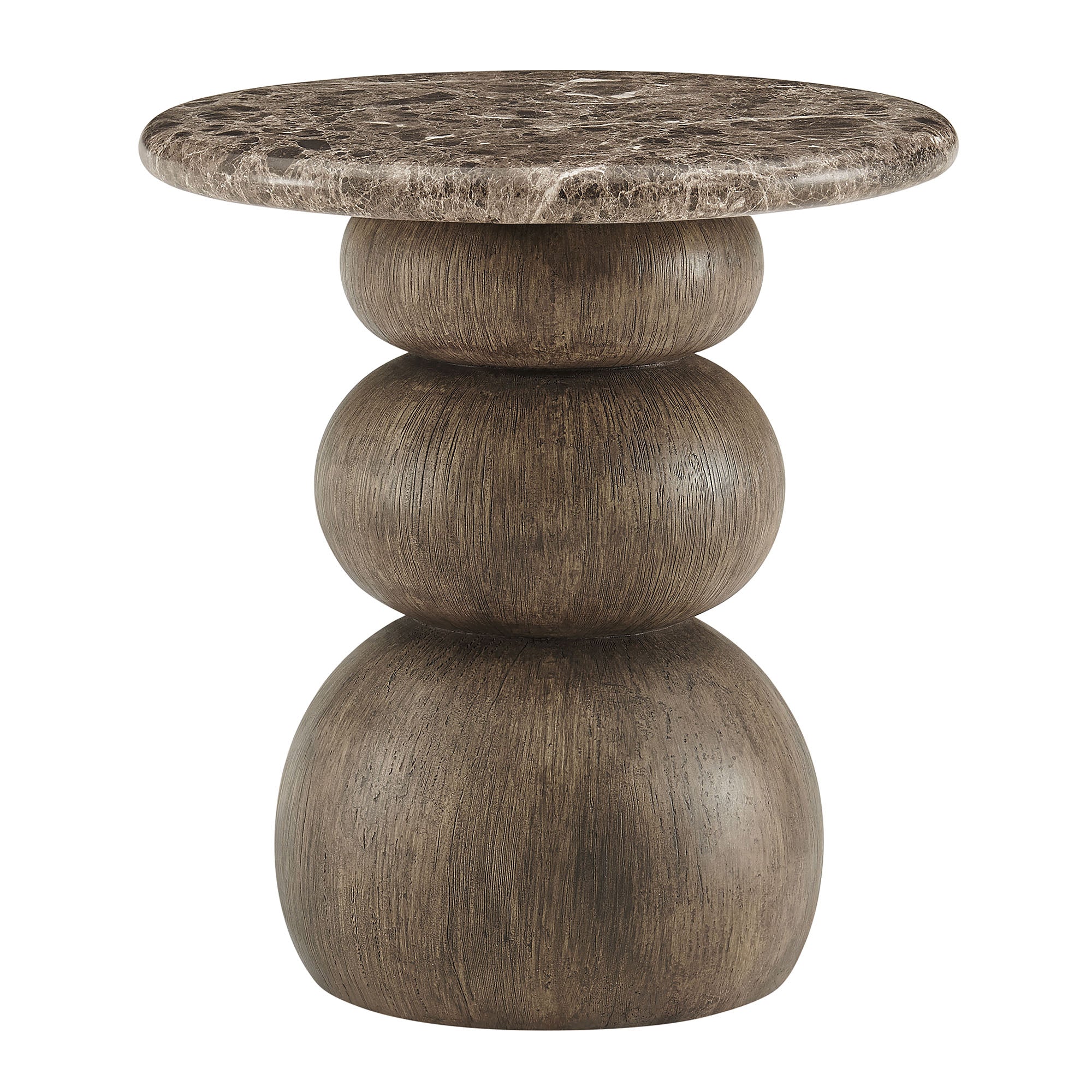 Pietra Indoor Outdoor Patio Round Side Table - Dark Emperador Marble