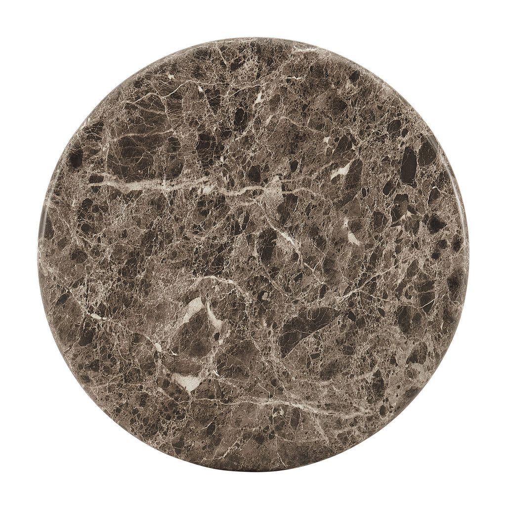Pietra Indoor Outdoor Patio Round Side Table - Dark Emperador Marble