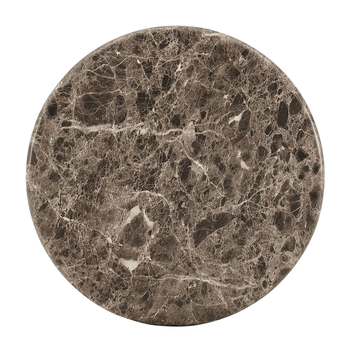 Pietra Indoor Outdoor Patio Round Side Table - Dark Emperador Marble