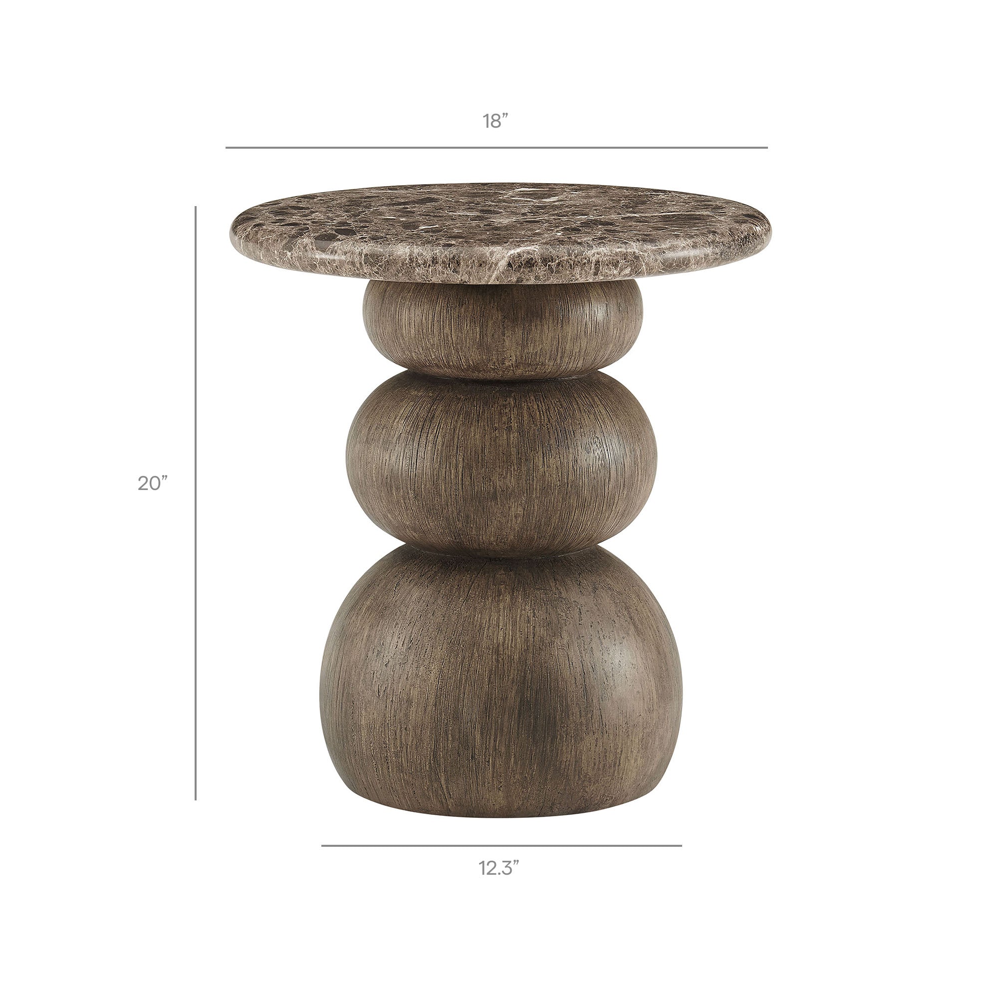 Pietra Indoor Outdoor Patio Round Side Table - Dark Emperador Marble