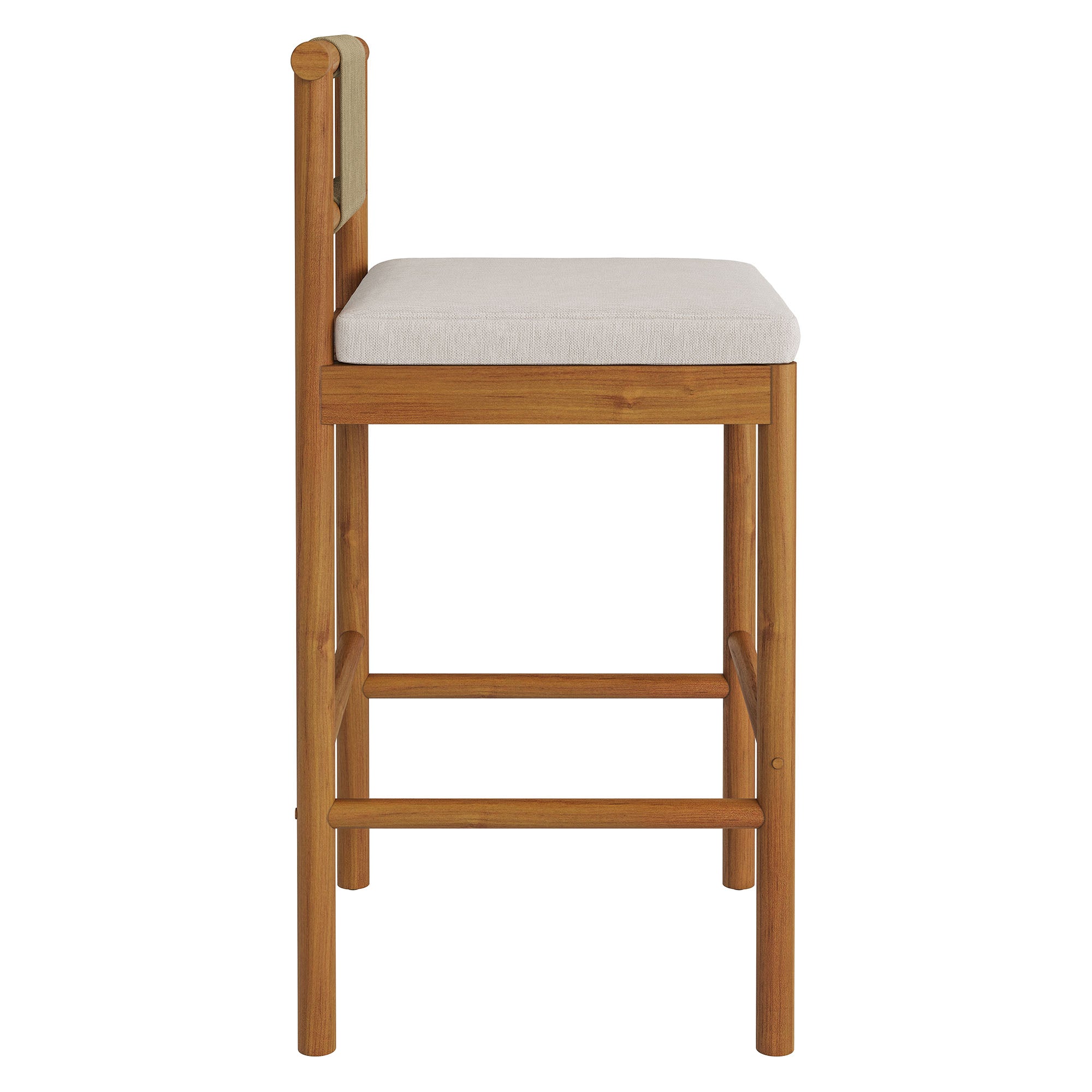 Eleni Outdoor Patio Teak Wood Bar Stools Set of 2 - Natural Sail