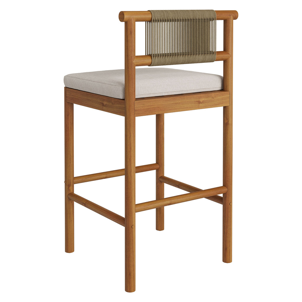 Eleni Outdoor Patio Teak Wood Bar Stools Set of 2 - Natural Sail