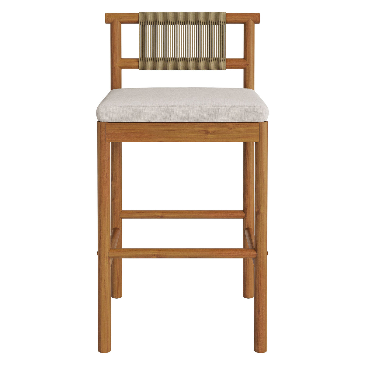 Eleni Outdoor Patio Teak Wood Bar Stools Set of 2 - Natural Sail