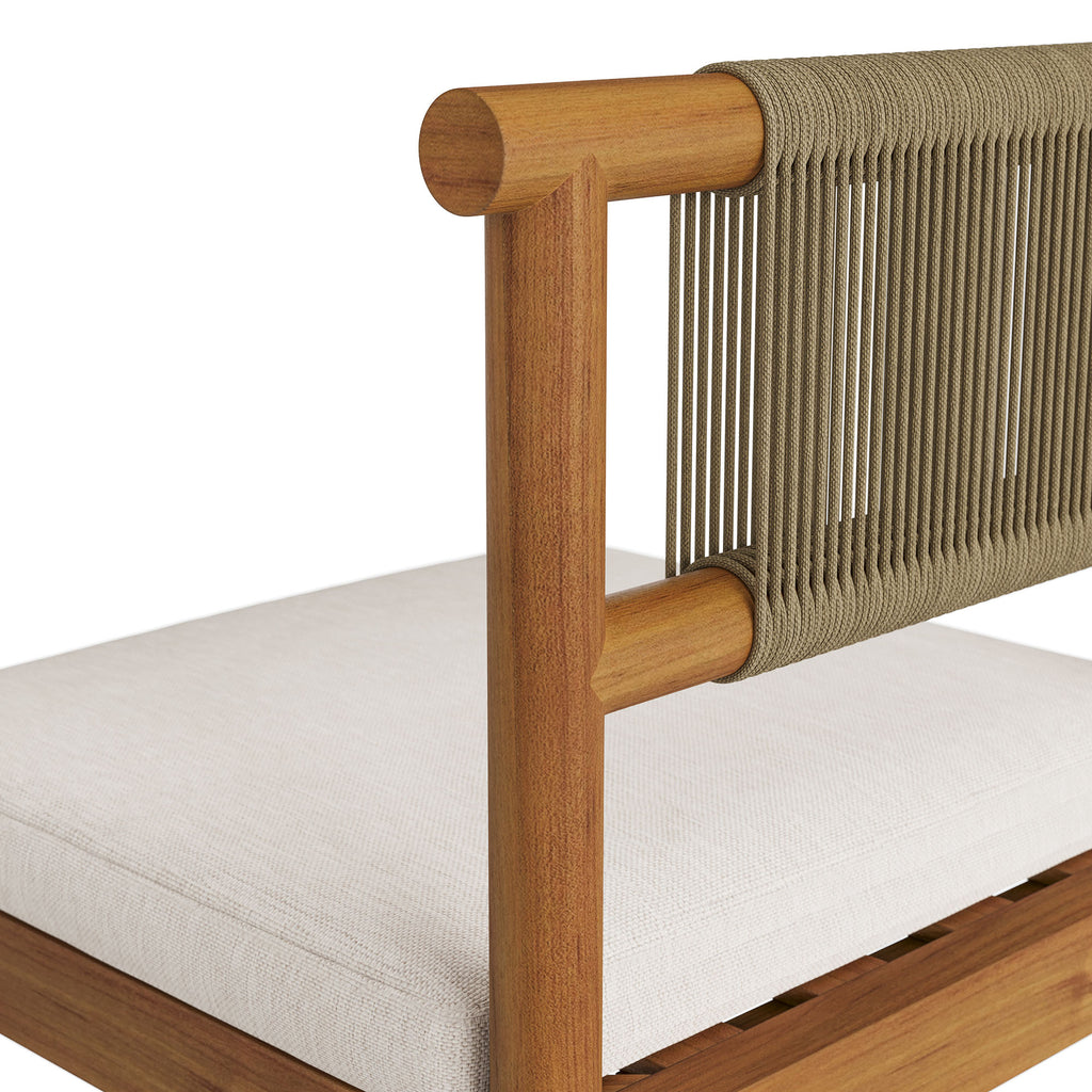 Eleni Outdoor Patio Teak Wood Bar Stools Set of 2 - Natural Sail