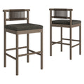 Eleni Outdoor Patio Teak Wood Bar Stools Set of 2 - Weathered Gray Flint