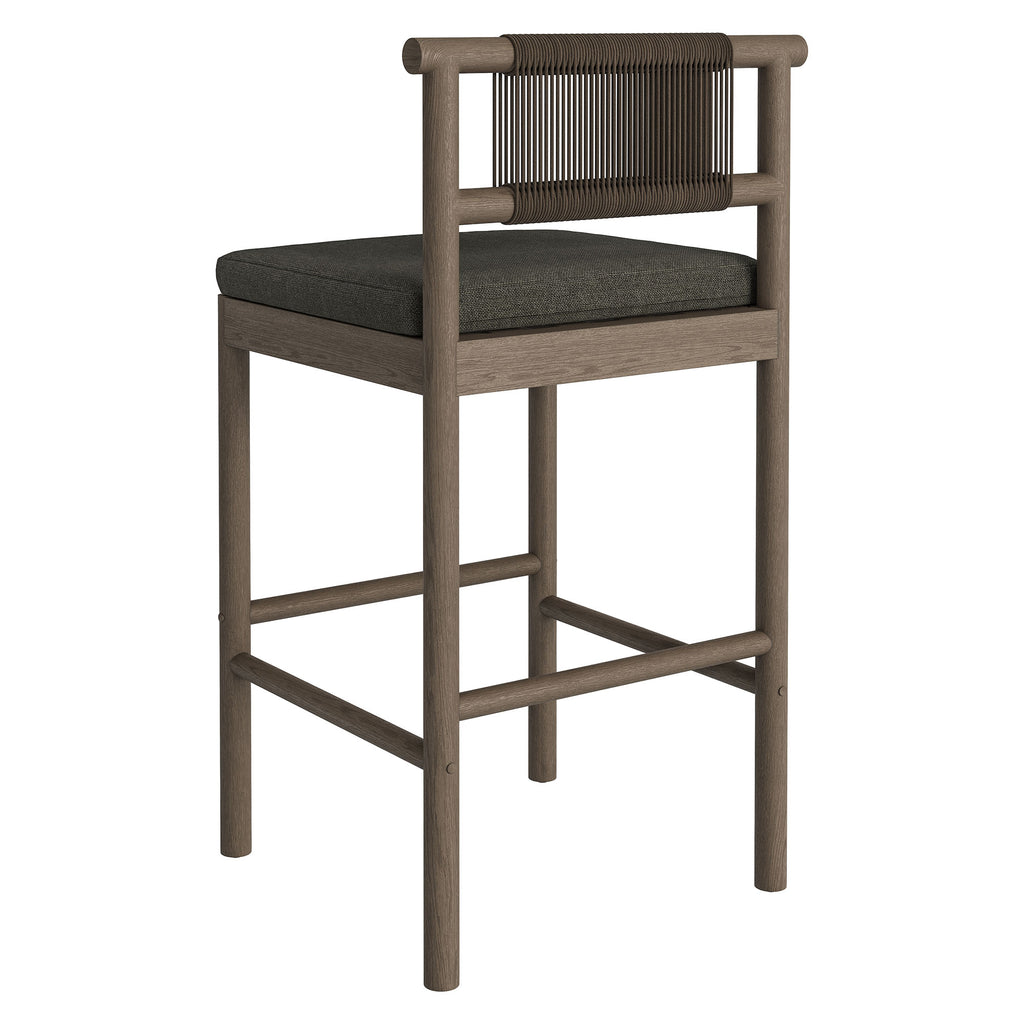 Eleni Outdoor Patio Teak Wood Bar Stools Set of 2 - Weathered Gray Flint