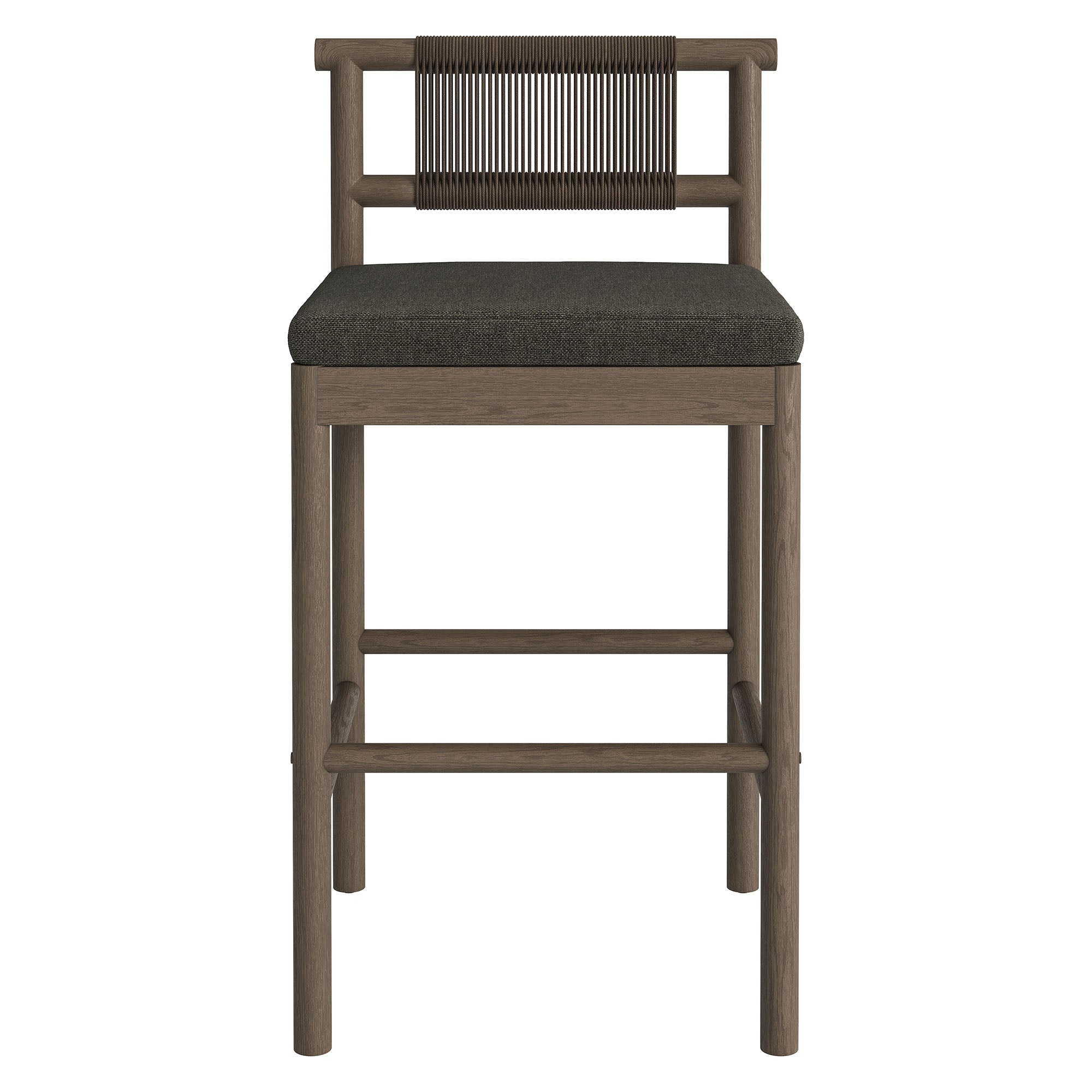 Eleni Outdoor Patio Teak Wood Bar Stools Set of 2 - Weathered Gray Flint