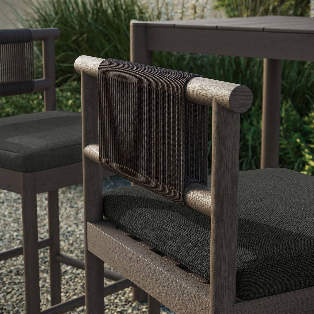 Eleni Outdoor Patio Teak Wood Bar Stools Set of 2 - Weathered Gray Flint