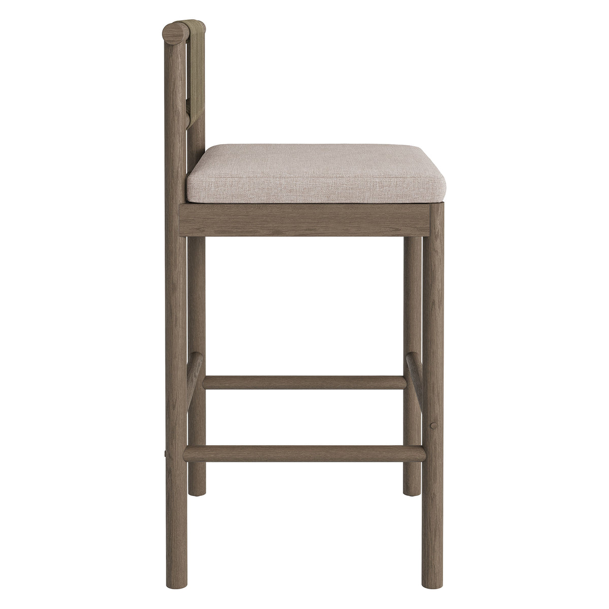 Eleni Outdoor Patio Teak Wood Bar Stools Set of 2 - Weathered Gray Pebble