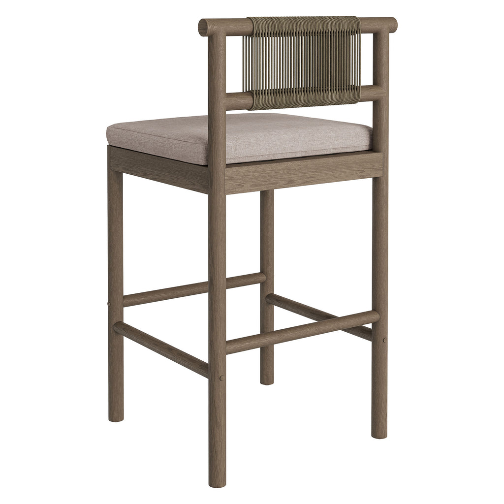 Eleni Outdoor Patio Teak Wood Bar Stools Set of 2 - Weathered Gray Pebble
