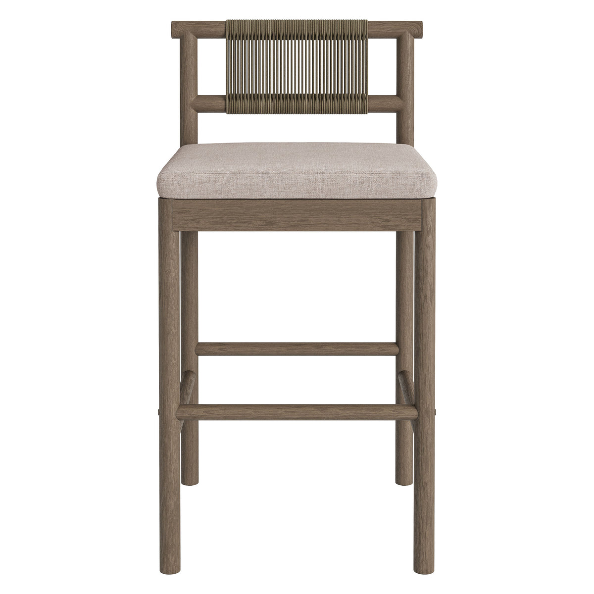 Eleni Outdoor Patio Teak Wood Bar Stools Set of 2 - Weathered Gray Pebble