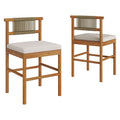 Eleni Outdoor Patio Teak Wood Counter Stools Set of 2 - Natural Sail
