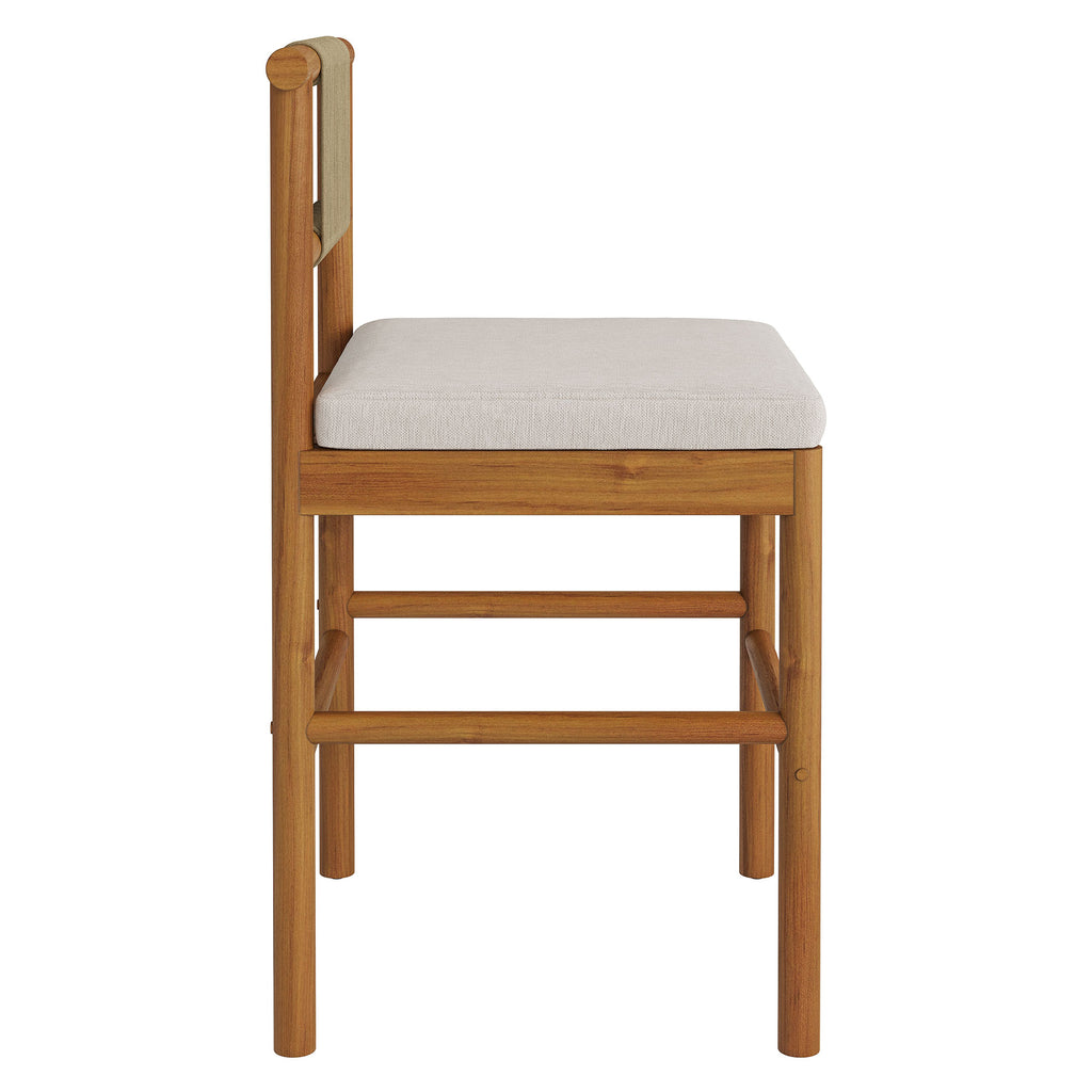 Eleni Outdoor Patio Teak Wood Counter Stools Set of 2 - Natural Sail