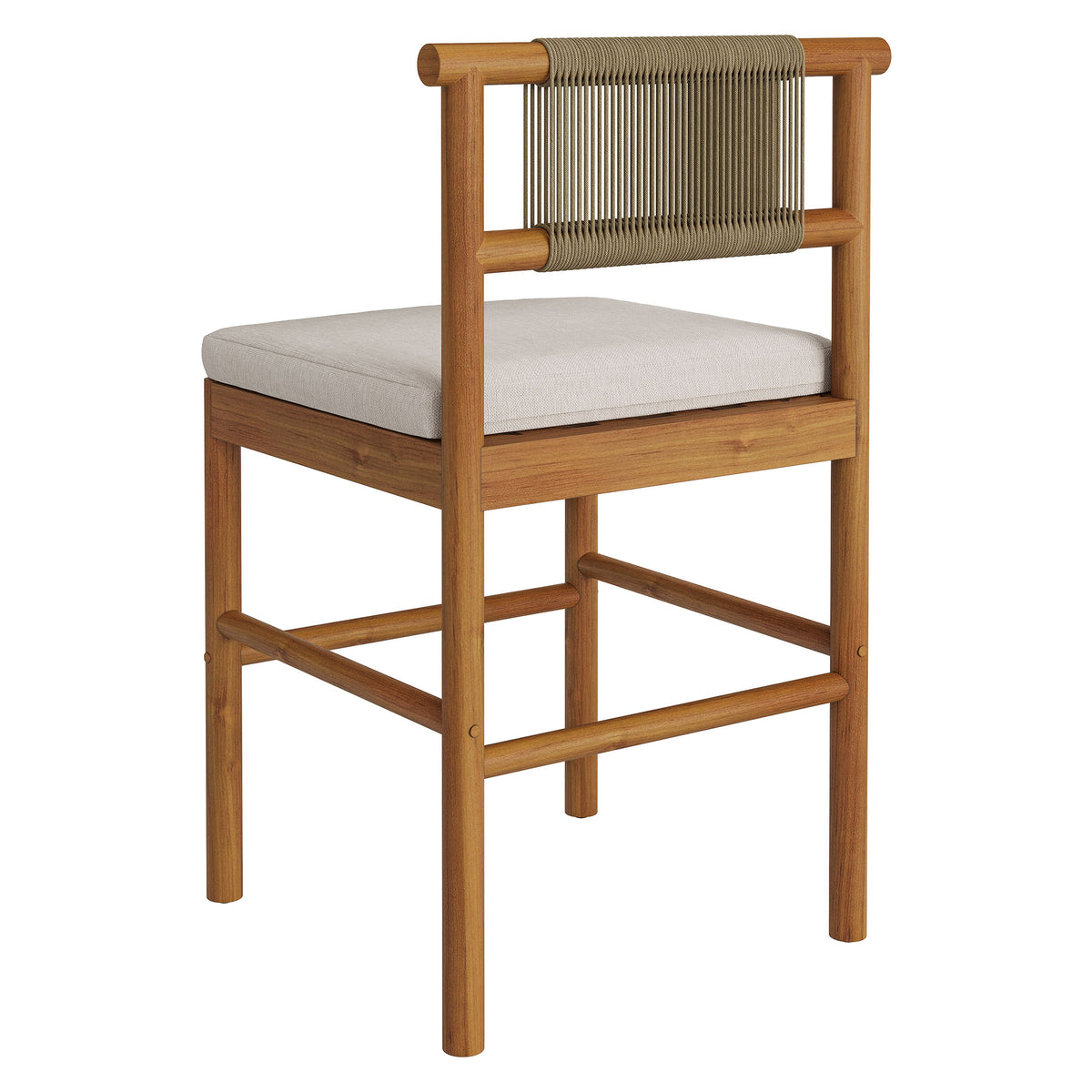 Eleni Outdoor Patio Teak Wood Counter Stools Set of 2 - Natural Sail