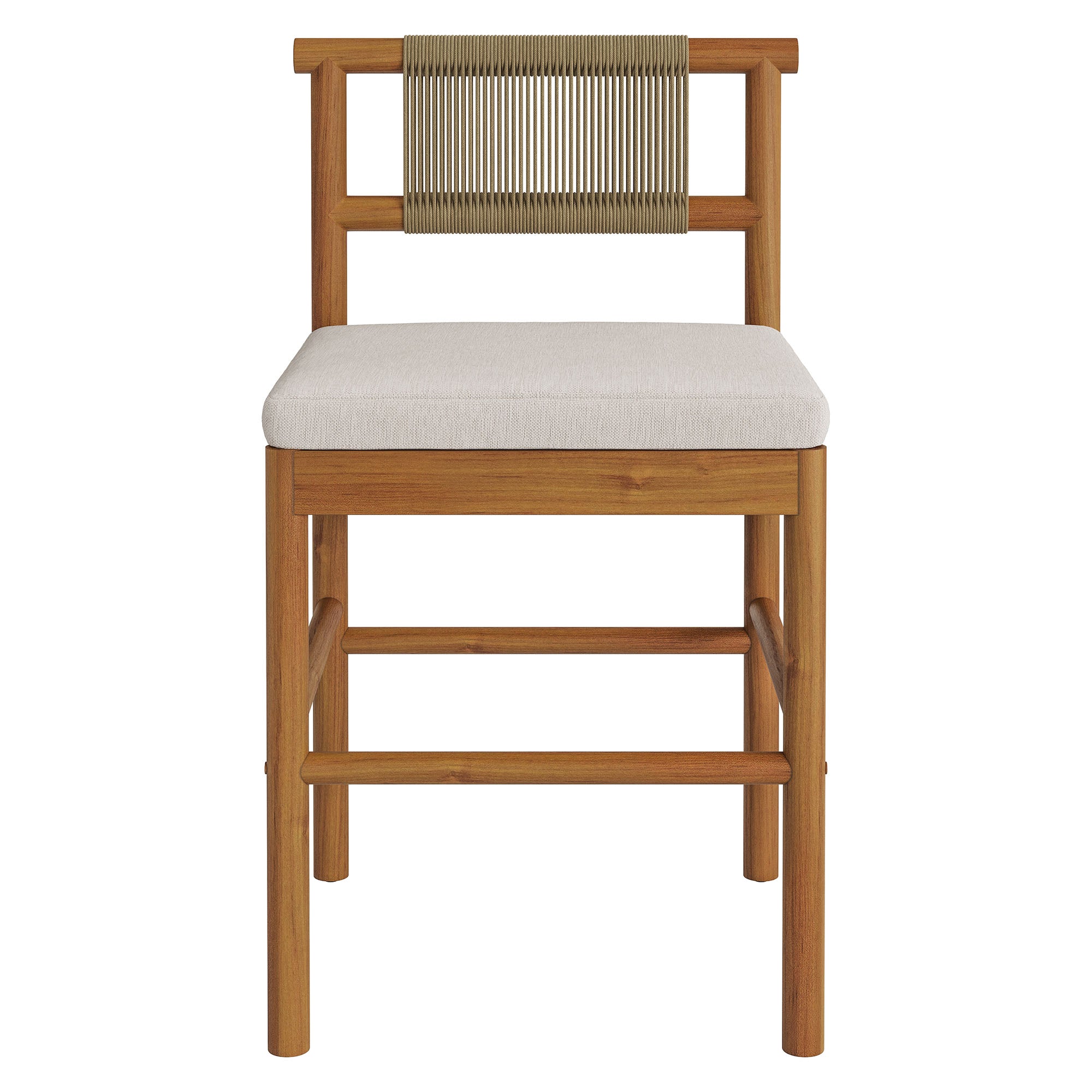 Eleni Outdoor Patio Teak Wood Counter Stools Set of 2 - Natural Sail