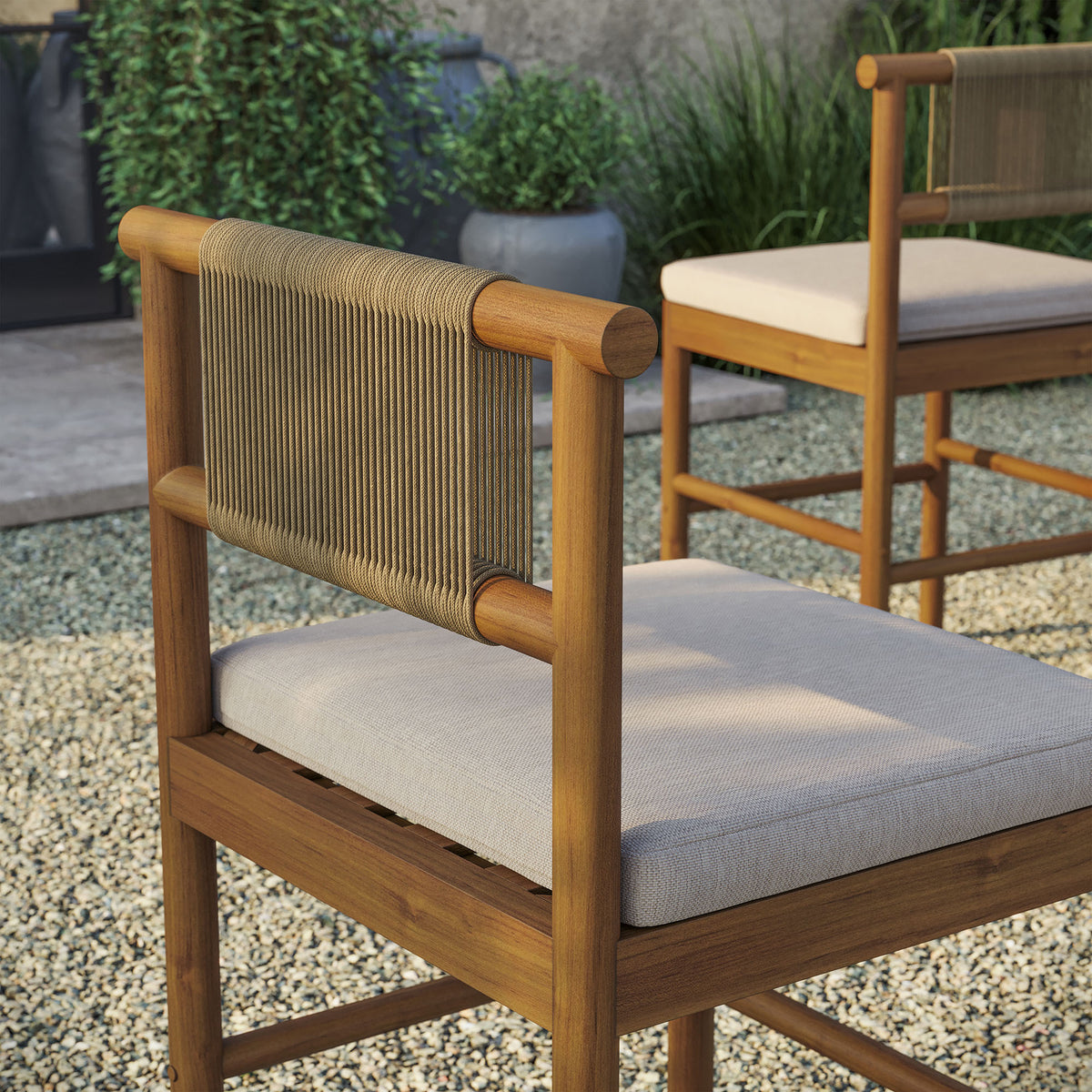 Eleni Outdoor Patio Teak Wood Counter Stools Set of 2 - Natural Sail