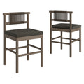 Eleni Outdoor Patio Teak Wood Counter Stools Set of 2 - Weathered Gray Flint
