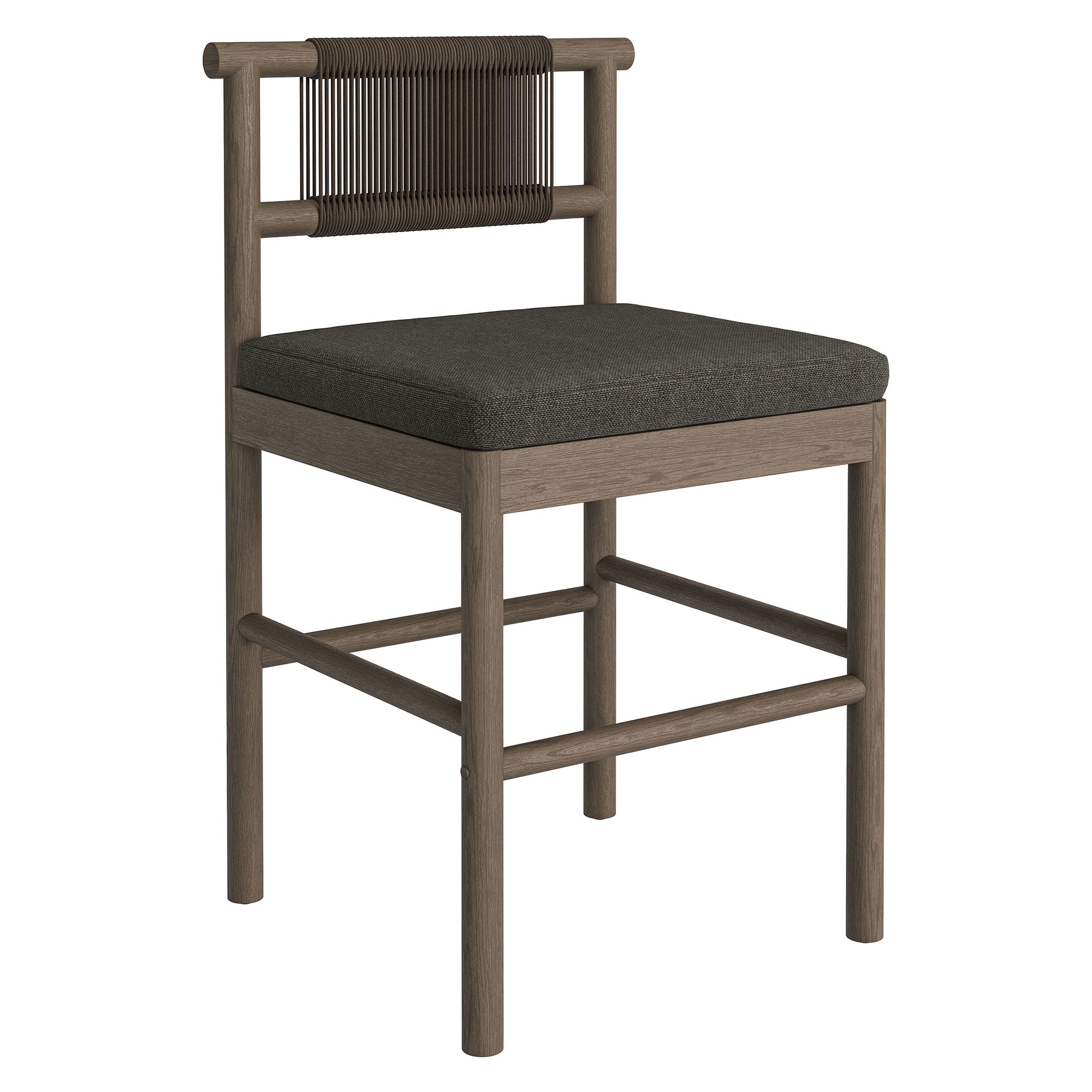 Eleni Outdoor Patio Teak Wood Counter Stools Set of 2 - Weathered Gray Flint