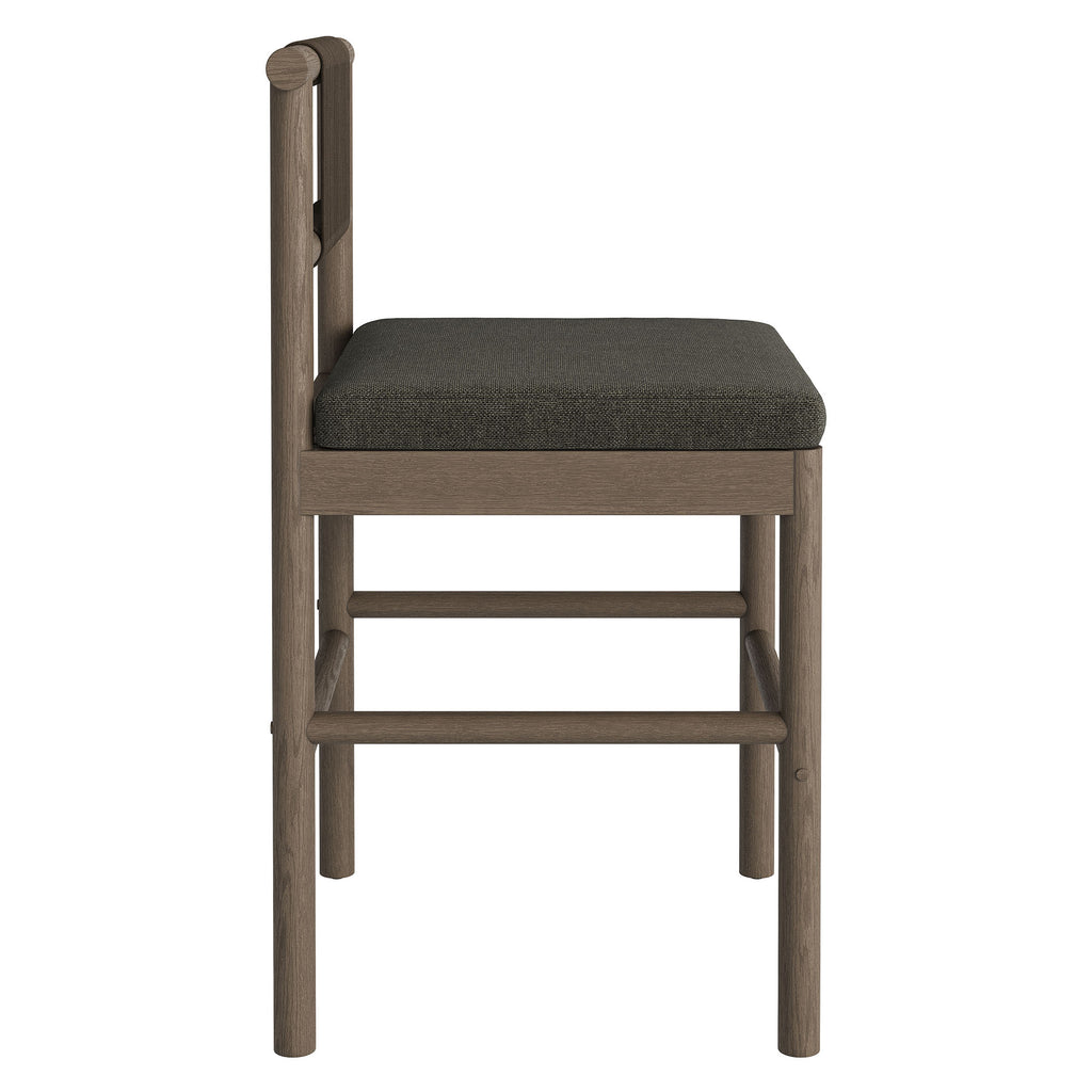 Eleni Outdoor Patio Teak Wood Counter Stools Set of 2 - Weathered Gray Flint