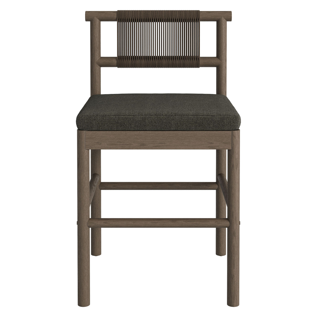 Eleni Outdoor Patio Teak Wood Counter Stools Set of 2 - Weathered Gray Flint
