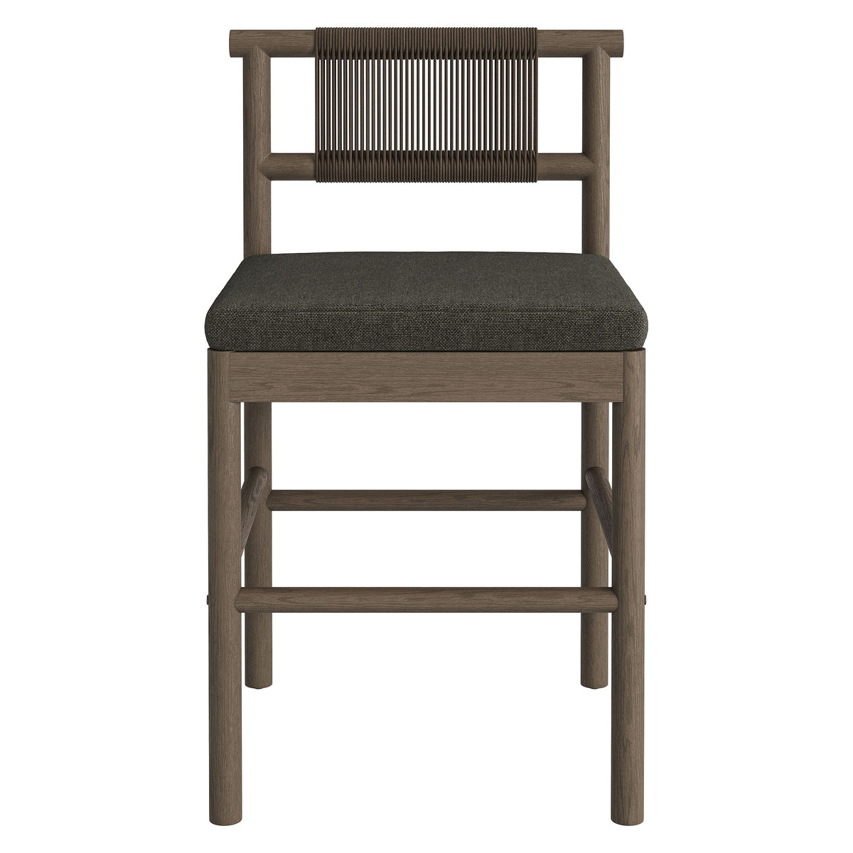 Eleni Outdoor Patio Teak Wood Counter Stools Set of 2 - Weathered Gray Flint