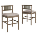 Eleni Outdoor Patio Teak Wood Counter Stools Set of 2 - Weathered Gray Pebble