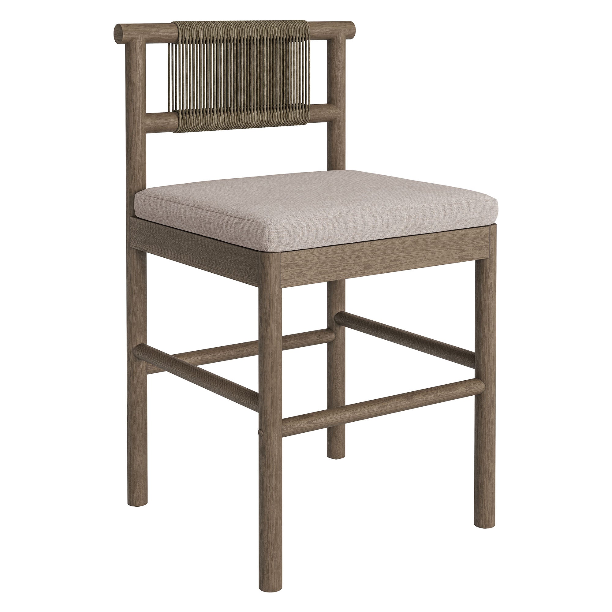 Eleni Outdoor Patio Teak Wood Counter Stools Set of 2 - Weathered Gray Pebble